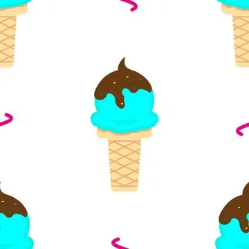 Seamless pattern of sweet ice cream. Vector illustration for print Stock Illustration