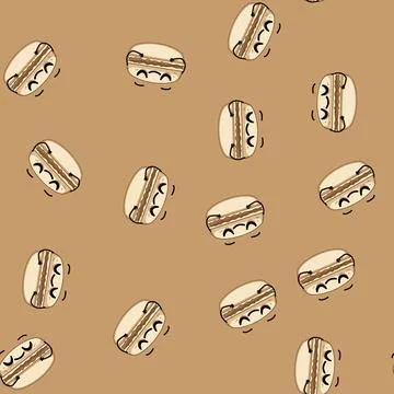 Seamless pattern sweet macaron character cartoon vector Stockillustratie