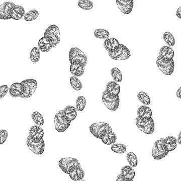Seamless pattern sweet potato cut sketch hand drawn Stock Illustration