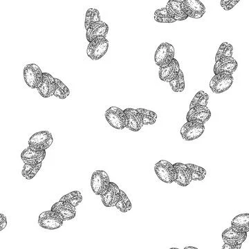Seamless pattern sweet potato slice sketch hand drawn Stock Illustration
