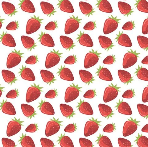 Seamless pattern with sweet red strawberries on white background Stock Illustration
