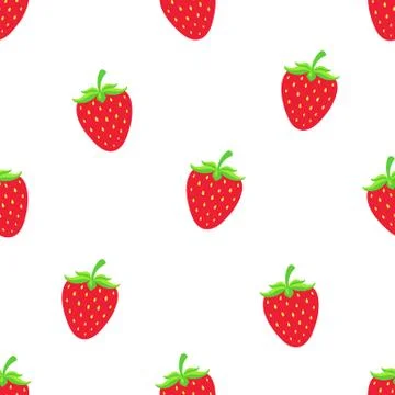 Seamless pattern with sweet red strawberry with a stem Stock Illustration