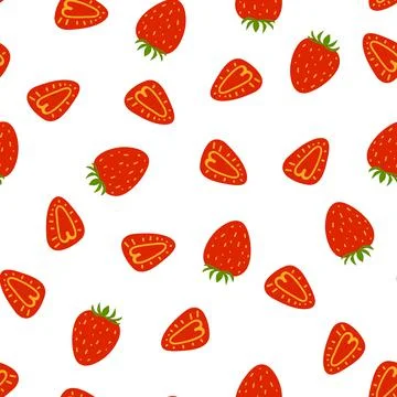 Seamless pattern with sweet strawberry on white background. Vector Illustration Stock Illustration