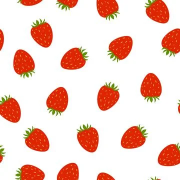 Seamless pattern with sweet strawberry on white background. Vector Illustration Stock Illustration