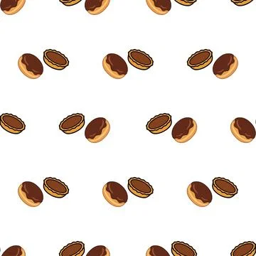 Seamless pattern with sweet tarts and donuts on white background. Illustrazione stock