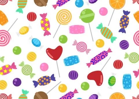 Seamless pattern of sweets and candies icon on white background Stock Illustration