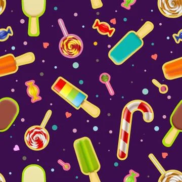 Seamless pattern of sweets and ice cream. Stock-Illustration