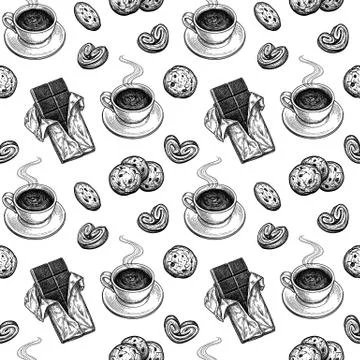 Seamless pattern with sweets and pastries Stock Illustration