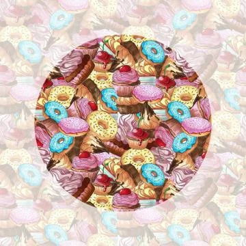 Seamless pattern. Sweets different colors and shapes. Pattern with sweets. Co Stock Illustration