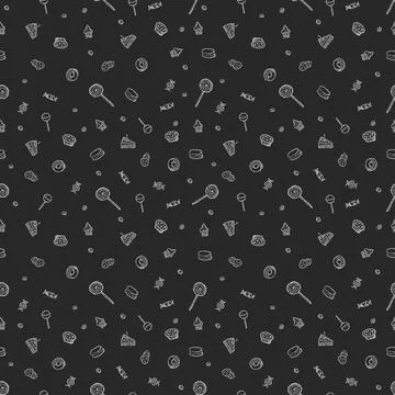 Seamless pattern with sweets. Doodle vector illustration with sweets icons Illustrazione stock