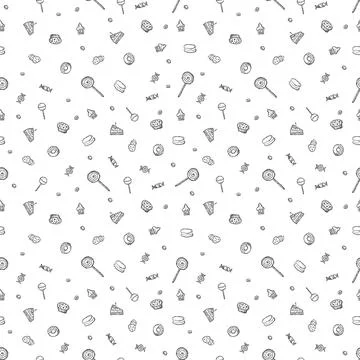 Seamless pattern with sweets. Doodle vector illustration with sweets icons Illustrazione stock