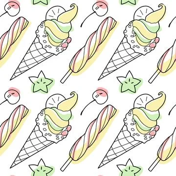 Seamless pattern of sweets - ice cream vector Stockillustratie