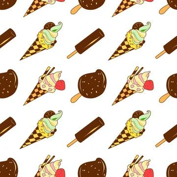 Seamless pattern of sweets - ice cream vector Stock Illustration