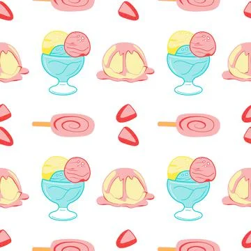 Seamless pattern of sweets - ice cream vector Stock Illustration