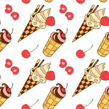 Seamless pattern of sweets - ice cream vector Stock Illustration