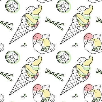 Seamless pattern of sweets - ice cream vector Stock Illustration