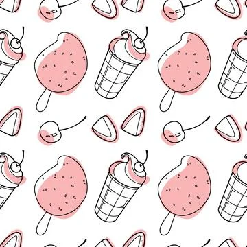 Seamless pattern of sweets - ice cream vector Stock Illustration