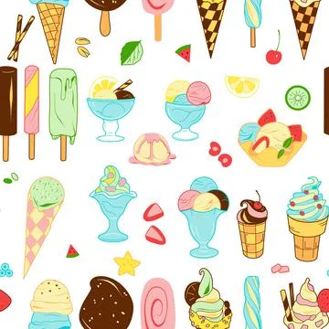 Seamless pattern of sweets - ice cream vector Stock Illustration