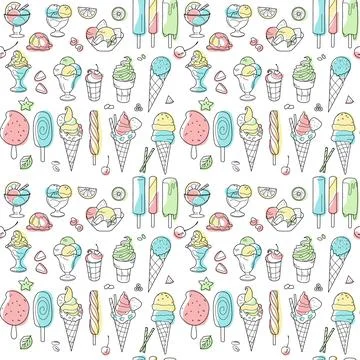 Seamless pattern of sweets - ice cream vector Stock Illustration