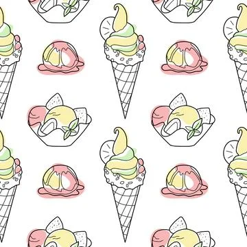 Seamless pattern of sweets - ice cream vector Stock Illustration