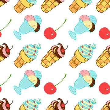 Seamless pattern of sweets - ice cream vector Stock Illustration