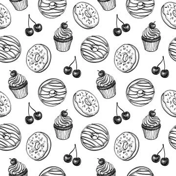 Seamless pattern with sweets. Stock Illustration