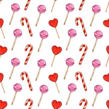 Seamless pattern with sweets for Valentine's day, wedding on navy blue. Hearts Stock Illustration