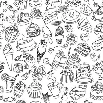 Seamless pattern of sweets in vector Stock Illustration