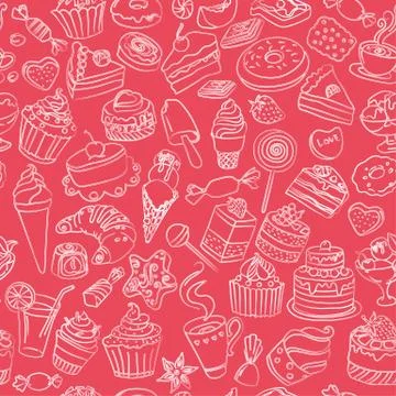 Seamless pattern of sweets in vector Stock Illustration