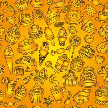 Seamless pattern of sweets in vector Stock Illustration