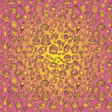 Seamless pattern of sweets in vector Illustrazione stock