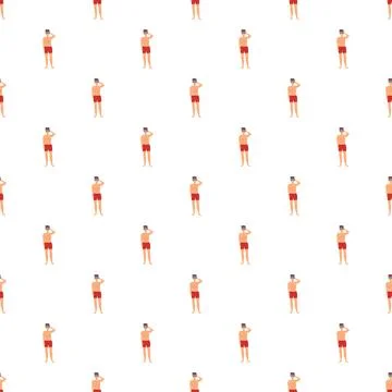 Seamless pattern of swimmer wearing red swimwear 库存插图