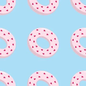 Seamless pattern with swimming circle Cartoon summer elements, travel, beach Illustrazione stock