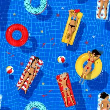 Seamless pattern with swimming pool illustration Illustrazione stock
