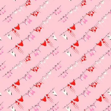 Seamless pattern with Swimsuits Hanging on a Clothesline Illustrazione stock