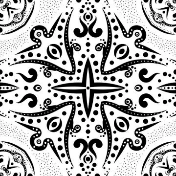 Seamless pattern with swirls and dots Stock Illustration