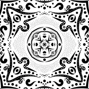 Seamless pattern with swirls and dots Stock Illustration