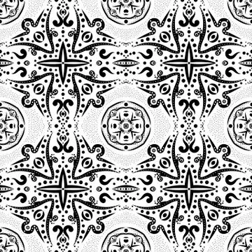 Seamless pattern with swirls and dots Stock Illustration