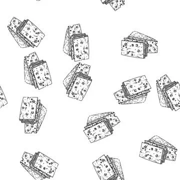 Seamless pattern swiss cheese sketch hand drawn Stock Illustration