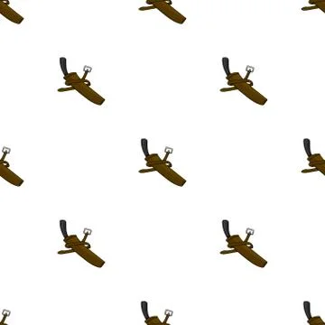 Seamless pattern with sword or gun in case with belt on white background. Vec Stock Illustration