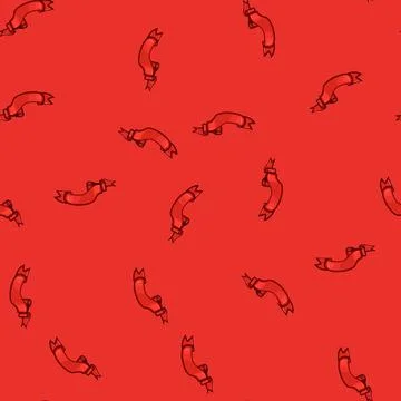 Seamless pattern symbol red ribbon retro cartoon vector Stock Illustration