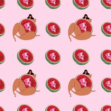 Seamless Pattern with Symbolic Fruit Art. Stock-Illustration