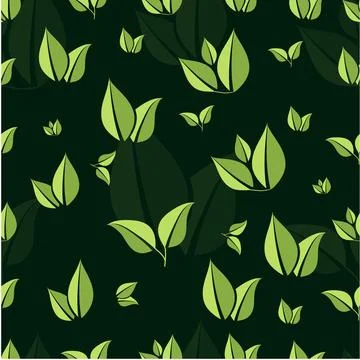 Seamless pattern of symbolized green leaves11 Stock Illustration