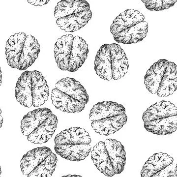 Seamless pattern synapse brain sketch hand drawn Stock Illustration