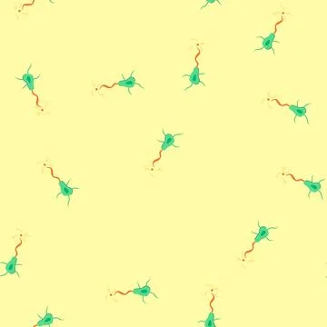 Seamless pattern synapse neurons cartoon vector Stock Illustration