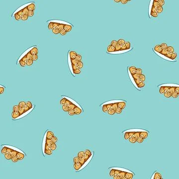 Seamless pattern syrup greek loukoumades cartoon vector Stock Illustration