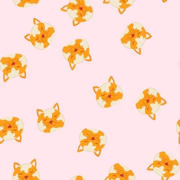 Seamless pattern tabby cat face cartoon vector Illustrazione stock