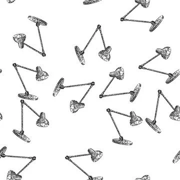 Seamless pattern table desk lamp sketch hand drawn イラスト素材