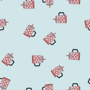 Seamless pattern table french press coffee cartoon vector 스톡 일러스트