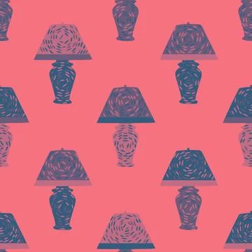 Seamless pattern with table lamp. Beautiful for textile or paper print. Vecto Stock Illustration